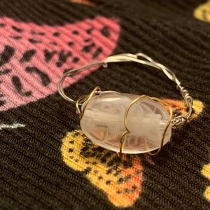 White marble gold wrapped ring